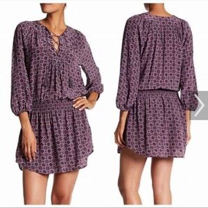 Joie Corra B Print Silk Blouson Dress in Burnt Currant